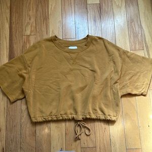 American Eagle Outfitters Mustard Drawstring Cropped Sweatshirt